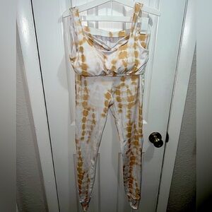 Tie dye 2 piece bra & leggings w/ open cuts each side from waist down to ankle